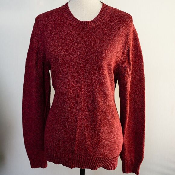 LANDS' END DRIFTER Sweater Mens Medium 38-40 dark red Crewneck Casual Pullover - Picture 1 of 7